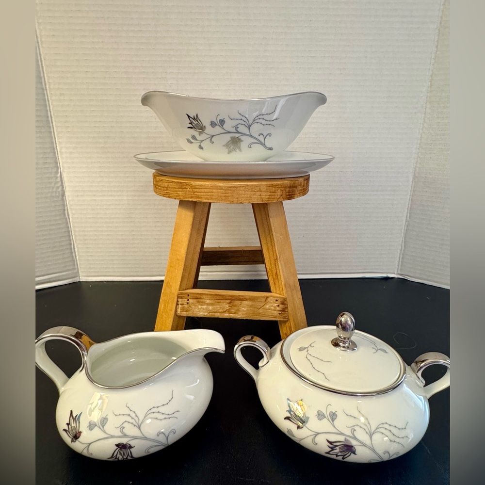 Vintage Eschenbach Bavaria Silver Arbor Porcelain Serving Set